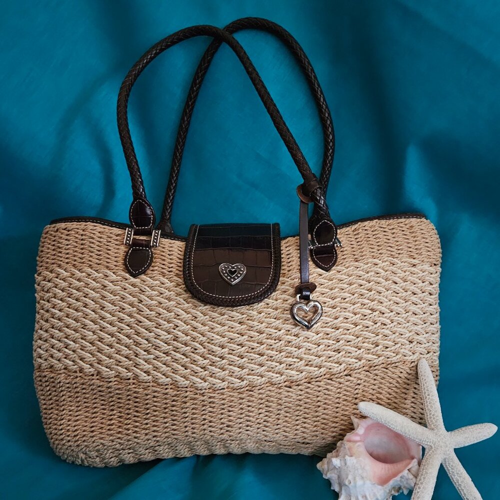 BRIGHTON Savannah Rafia Tote Purse with Dust Bag!